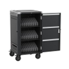 Ewent EW1700 Carro de Carga y Gestión para 30 Portátiles, Tablets, Chromebooks hasta 17" con Carga Inteligente y Seguridad Negro/Gris