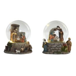 DKD Home Decor Juego de 4 Bolas de Navidad Tradicionales Multicolor de Cristal con Iluminación LED para Árbol de Navidad 11 x 13 x 11 cm