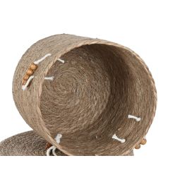DKD Home Decor Cesta de Fibra Natural 41x41x38 cm Set de 3 Cestas Básicas para Hogar