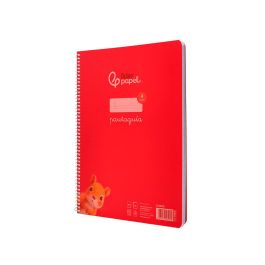 Cuaderno Espiral Liderpapel Din A4 Pautaguia Tapa Plastico80H 90 gr Cuadro Pautado 4 mm Con Margen Color Rojo 5 unidades