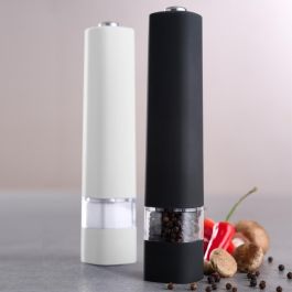 Day Juego de 2 Molinillos Eléctricos Sal/Pimienta Blancos y Negros con Pulsador Superior