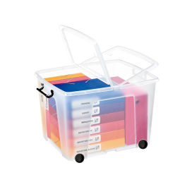 Caja Almacenamiento Strata By Cep Hw676 75 Litros Apilable Con Ruedas Cristal