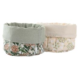 DKD Home Decor Cesta Tradicional Verde Beige 16 x 10 x 16 cm 4 Unidades