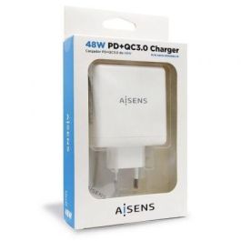 Aisens Cargador USB-C 48W con Puertos USB-C PD3.0 30W y USB-A QC3.0 18W, Blanco