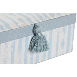 DKD Home Decor Joyero Mediterráneo de Poliéster Azul y Blanco de la Colección Sea Breeze, con Medidas 23x17x9 cm