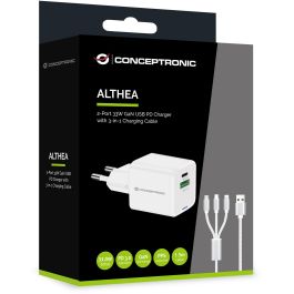 Conceptronic ALTHEA16W Cargador de Pared Blanco 33W Universal para 2 Dispositivos