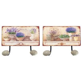 DKD Home Decor Perchero de Pared Shabby de Metal Multicolor, Diseño Lavanda, 2 Colgadores, 23x6x12 cm - Set de 4 Unidades Precio: 17.5899999. SKU: B1H4G9QHKH