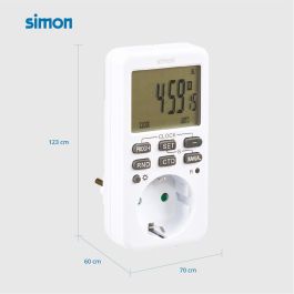 Simon af711202 Programador Digital Semanal para Control Energético y Seguridad del Hogar, 3600W, 16A, con 10 Programas ON/OFF
