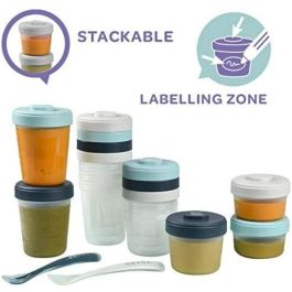 Beaba 1st Storm Pack Comida Bebé 1ª Edad - 12 Porciones Clip (2x90ml, 4x150ml, 6x250ml) + 2 Cacitos Silicona Sin BPA