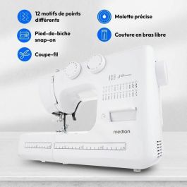 Medion MED4061275230888 Máquina de coser SM 60, 62W, 24 puntadas y puntadas dobles, 700 rpm, luz LED, Blanco