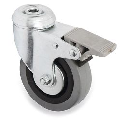 Q&Q JADE TP Rueda Giratoria Ø80mm Aro Goma Gris, Freno Integral, Placas Antihilos, Doble Hilera Bolas, 60kg, Taladro Pasante, Zincada Precio: 8.68999978. SKU: B12SWJB99D