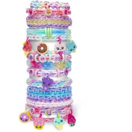 Bandai Rainbow Loom Kit para Crear Pulseras Elásticas Personalizadas - Incluye 4000 Bandas y Perlas Beadmojis, Ideal para Niños +4 Años