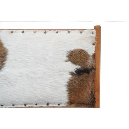 DKD Home Decor Butaca Colonial Marron Blanco Teca Piel 78 x 68 x 65 cm