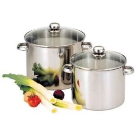 BAUMALU Servicio de catering de acero inoxidable + tapa de vidrio - 24 cm BAUMALU Servicio de catering de acero inoxidable + tapa de vidrio - 24 cm