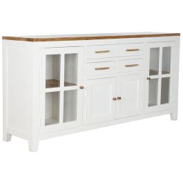 DKD Home Decor Buffet Urban Colección Daniela 3 Cajones 2 Puertas 2 Estanterías Madera Mango Acacia Cristal Blanco Marrón 180x45x90 cm Precio: 618.50000025. SKU: B1KDNG6HS3