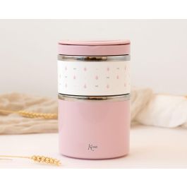 KioKids Termo para Sólidos y Papillas 930 mL Acero Inoxidable Rosa - Doble Compartimento, +0 Meses