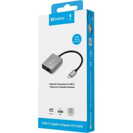 Sandberg Adaptador USB-C Gigabit con PD100W para Conexión de Red y Carga de Ordenador