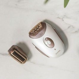 Cecotec Depiladora Eléctrica SkinCare Depil-Action & Go 18 Pinzas, 40 min Autonomía, Cabezal Afeitado, 2 Velocidades, Bronce/Blanco