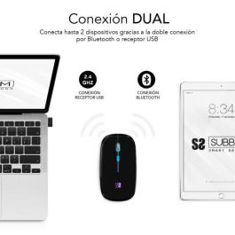 SUBBLIM Raton LED Dual Flat Mouse Black