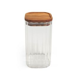 Inde Tarro de Cocina, Vidrio Boro Silicato Acacia Cuadrada 630 - 630 ml / 8.2 x 8.2 x 15.7 cm, La Mediterran (12 Unidades)