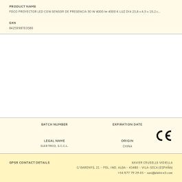 EDM Foco Proyector LED Sensor de Presencia, 50W 4000lm Luz Día 4000K, IP65, Alcance 2-10m, Ángulo 120°, 23.8x4.5x19.2cm