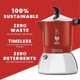 Cafetera Italiana Bialetti FIAMMETTA INDUCTI Rojo Acero Inoxidable 2 Tazas