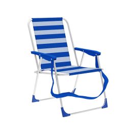 Marbueno Silla Plegable Aluminio Rayas Azul y Blanco Playa y Piscina 53X56X78 cm 10312