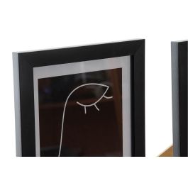 DKD Home Decor Set de 2 Marcos Multifoto Modernos Negros para 5 Fotos 22.5x22.5 cm MDF y Cristal