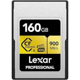 Lexar 160Gb Professional Cfexpress Type A Card Gold Serie, Up To 900Mb/S Read 800Mb/S Write. Vpg 400