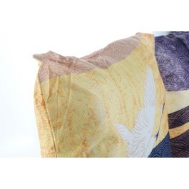 DKD Home Decor Cojín Oriental Garzas Poliéster Amarillo Blanco 45x45 cm Pack 4 Unidades con Cremallera Lavado en Seco