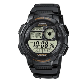 Casio AE1000W1AVEF Reloj de Cuarzo para Hombre con Brazalete Negro, Dial Gris Digital y Resistencia 10 ATM