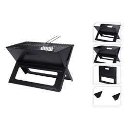 Barbacoa Plegable en Forma de X 45x30x35cm Parrilla Cocción 44x28.5cm Negro