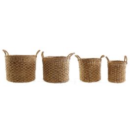 DKD Home Decor Cesta de Yute Marrón 38 x 41 x 38 cm Set de 4 Piezas Hecho a Mano Reciclable