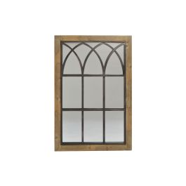 DKD Home Decor Espejo Tradicional Efecto Ventana Marrón y Negro de Abedul y Metal 95x60 cm