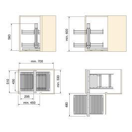 Emuca Sistema de rincón extraíble para mueble de cocina Suprastar, Acero, Cromado