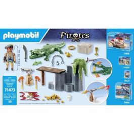 Playmobil Set de Juego Pirata con Caimán, Tema Pirates, Incluye Cañón, Roca con Puente y Accesorios para Niños 4+ Años Playmobil Set de Juego Pirata con Caimán, Tema Pirates, Incluye Cañón, Roca con Puente y Accesorios para Niños 4+ Años