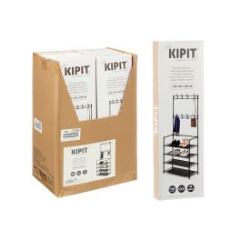 Kipit Perchero Zapatero de Metal Negro con 4 Estantes – 56,5x17,5x7 cm – Almacenamiento Moderno y Funcional (6 Unidades)