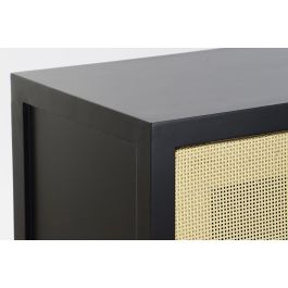 DKD Home Decor Buffet Balines Aparador Mueble Auxiliar de Ratan y Abeto Negro Natural con 2 Puertas y 1 Estantería 120x38x76 cm DKD Home Decor Buffet Balines Aparador Mueble Auxiliar de Ratan y Abeto Negro Natural con 2 Puertas y 1 Estantería 120x38x76 cm