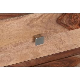DKD Home Decor Vitrina Marron Natural 42 x 190 x 100 cm Sheesham Cristal Hecho a Mano 3 Cajones 3 Puertas 1 Estanteria