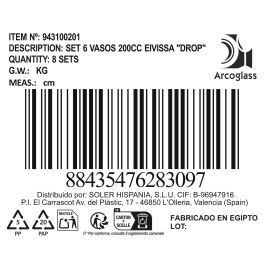 La Mediterranea Set de 6 Vasos Eivissa Drop de 200 ml, 6.9 cm diámetro x 9.9 cm altura (8 Cajas)