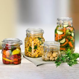 Bormioli Rocco Tarro Conserva Fido de Vidrio 4 Ll, Cierre Hermético, Juego de 6 Unidades, Apto Lavavajillas y Frigorífico, Fabricado en Italia