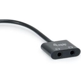 Equip 133469 Adaptador USB-C a Doble 3.5mm Audio DAC para Auriculares y Altavoces, Compatible con Smartphones y Portátiles, Negro