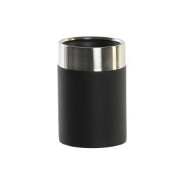 DKD Home Decor Vaso de Diseño Loft Negro Plateado, para Decoración del Hogar, Resina y Acero Inoxidable, Medidas 7x7x10.5 cm