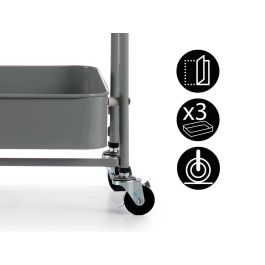 Carro 3 Alturas Plegable Gris Kinvara 29.5x78.5x45.5 cm, Acero y Plástico Carro 3 Alturas Plegable Gris Kinvara 29.5x78.5x45.5 cm, Acero y Plástico