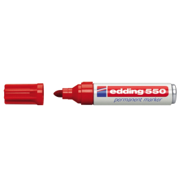 Edding Marcador Permanente 550 Rojo Punta Redonda 3-4mm Ideal para Diversos Materiales