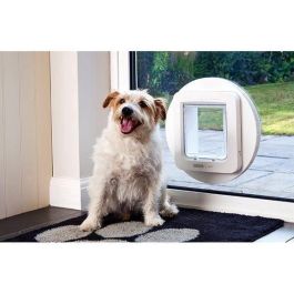 Sureflap Gatera Lector Microchip para Gatos Grandes y Perros Pequeños - Solapa Electrónica Anticolados con Memoria 32 Chips Blanca