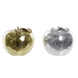 Frutas Decorativas DKD Home Decor Dorado Plateado Manzana Espejo 21 x 21 x 19 cm (2 Unidades)