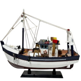 DKD Home Decor Barco Pesquero Blanco Azul Marino Madera 30 x 8 x 28 cm Precio: 20.89000023. SKU: B1HWD6BTXT