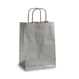 Bolsa de Papel Pincello Plateado Plata 18 x 8 x 31 cm 17,7 x 31 x 0,2 cm (25 Unidades)