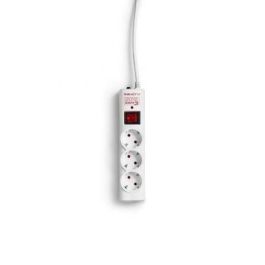 Salicru 680BA000001 Regleta SPS SAFE 3 Tomas Schuko con Interruptor, Protección Sobretensiones, Cable 1.5m, Blanca, Fijación Mural